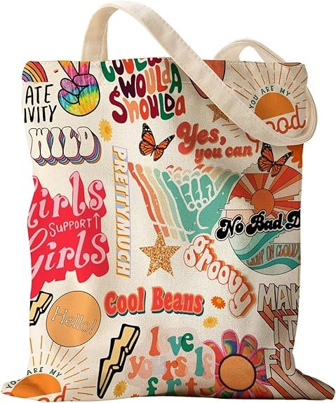 Aesthetic Canvas Tote Bag - Reusable Shoulder Tote Bag for Women Lady Casual Vacation, Shopping, Work, Gym(Bibe Inspiration)