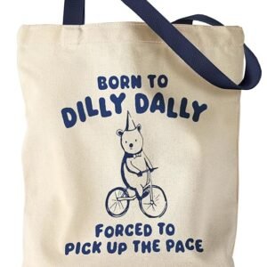 Aesthetic Canvas Tote Bag for Women - Sturdy Cloth Cotton Totes Bag with Pattern Shoulder Bag（ Cycling Bear）