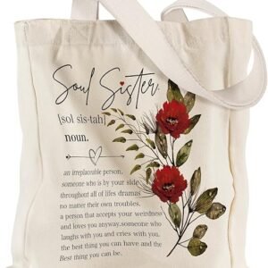 Aesthetic Heavy Canvas Tote Bag with Pocket for Women, Cloth Gusseted Totes Bag with Pattern for Shopping（Seeds of Kindness）