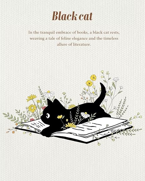 Large Canvas Tote Bag Zipper Closure - Outside Pocket Size 17.5''×14'' Aesthetic Boat Bag for Women Cotton(Black Cat) - Image 2