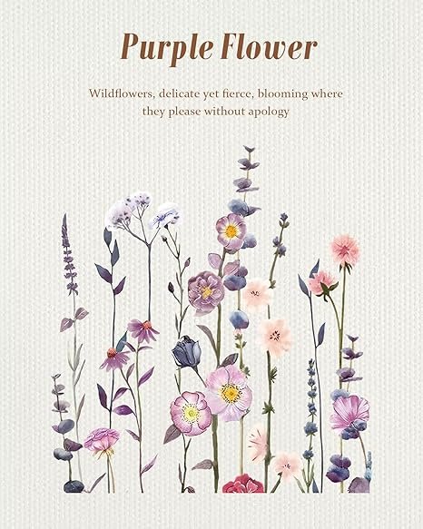 Aesthetic Tote Bag for Girls - with Magnetic Buckle and Zipper Inner Pocket for Women Lady Canvas Cotton Tote Bag(Purple Flower) - Image 2