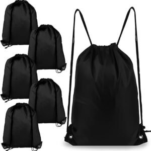 Drawstring Backpacks, Medium, Black, Sports, Gym, Travel, Swimming, Beach