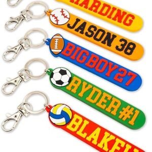Personalized Sports Keychain – Custom Name Tag with Baseball, Basketball, Football, Soccer, Volleyball（Multicolor）