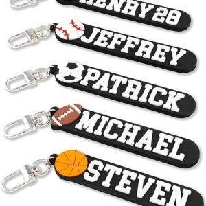 Personalized Sports Keychain – Custom Name Tag with Baseball, Basketball, Football, Soccer, Volleyball（Classic）