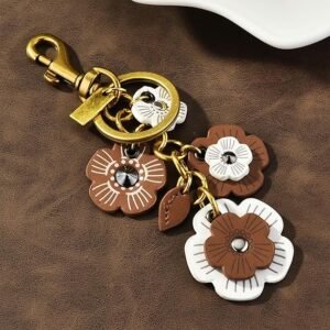 Flower Bag Charms for Women Purse Charms for Handbags Leather Flower Keychain Retro Aesthetic Keychain Accessories
