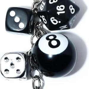 8 Ball Dice Charm Keychain - Cute Bag Purse Handbag Accessories - Y2K Aesthetic Key Chain for Women Men