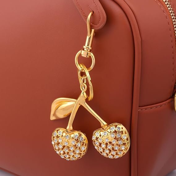 Cherry Bag Charm Keychain - Cute Purse Handbag Fruit Accessories - Beautiful Birthday Gift for Women - Image 3