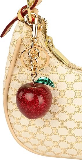 Cherry Bag Charm for Handbag, Big-Apple Strawberry Fruit Bag Charm Cherry Car Accessories KeyChain - Image 6